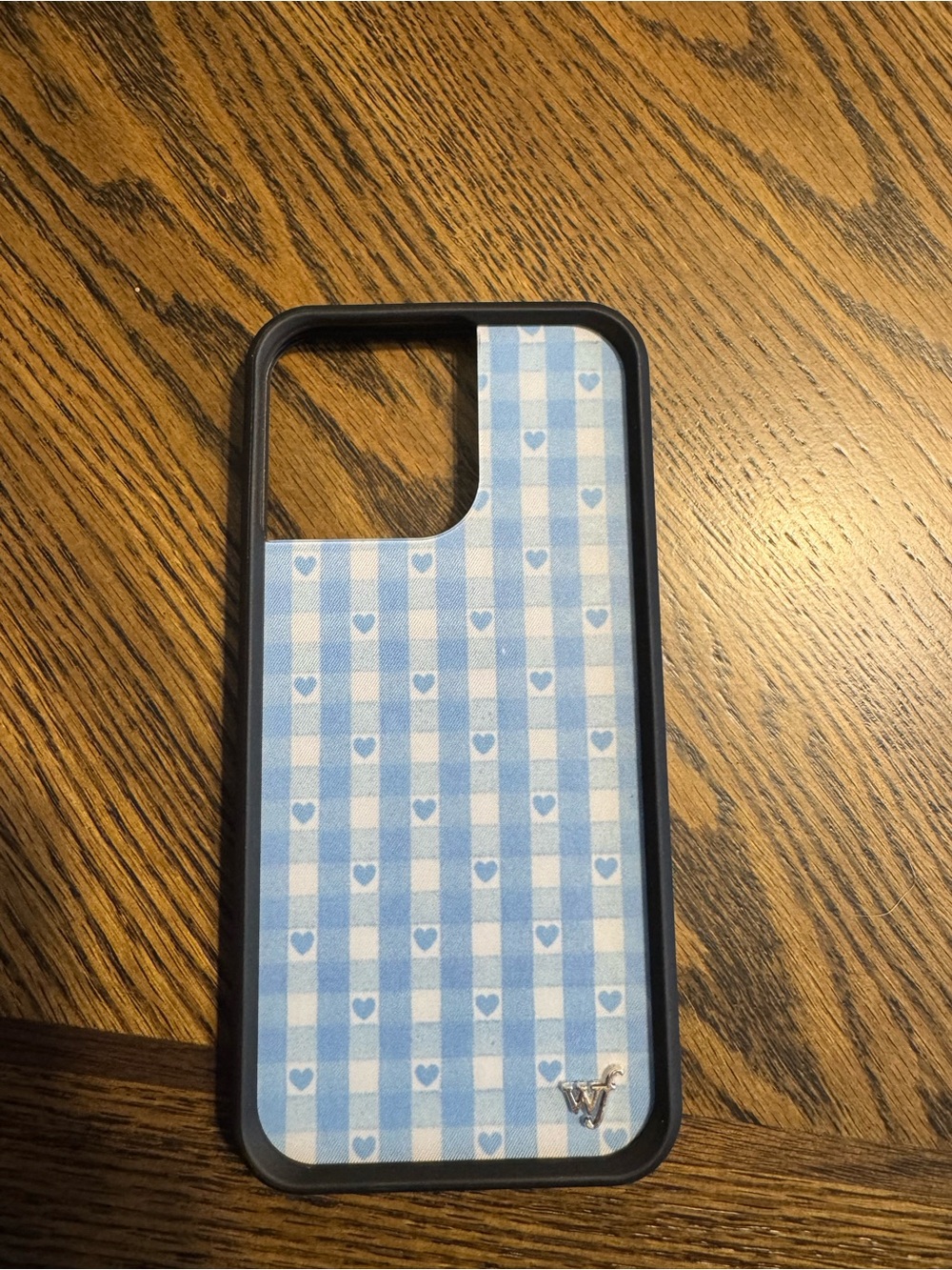 15 pro max Wildflowers Blue Gingham Heart Phone Case
